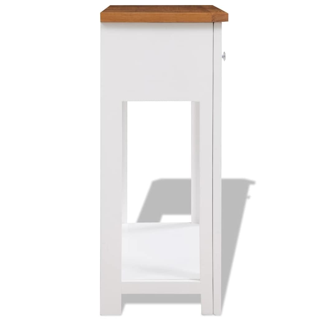 Solid Oak Wood Console Table with 2 Drawers T275911