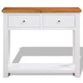 Solid Oak Wood Console Table with 2 Drawers T275911