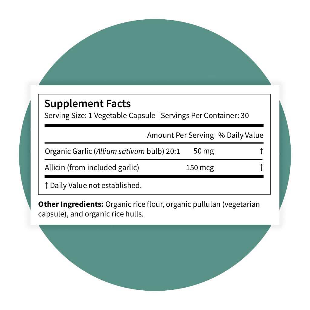 Organic Garlic Supplement 30 Capsules D98256