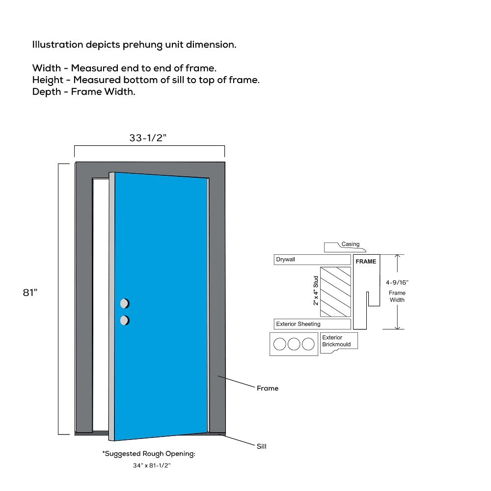 Primed Left Hand Outswing 9 Lite Prehung Front Door with Pet Door R2621