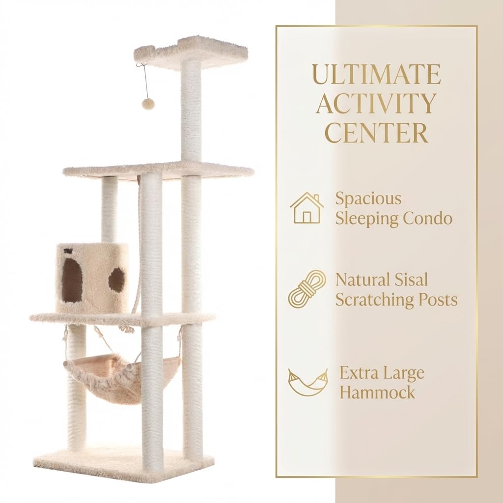 70 Inch Beige Cat Tree Tower Y959898