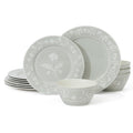 Sage Green 12-Piece Bone China Dinnerware Set P711567
