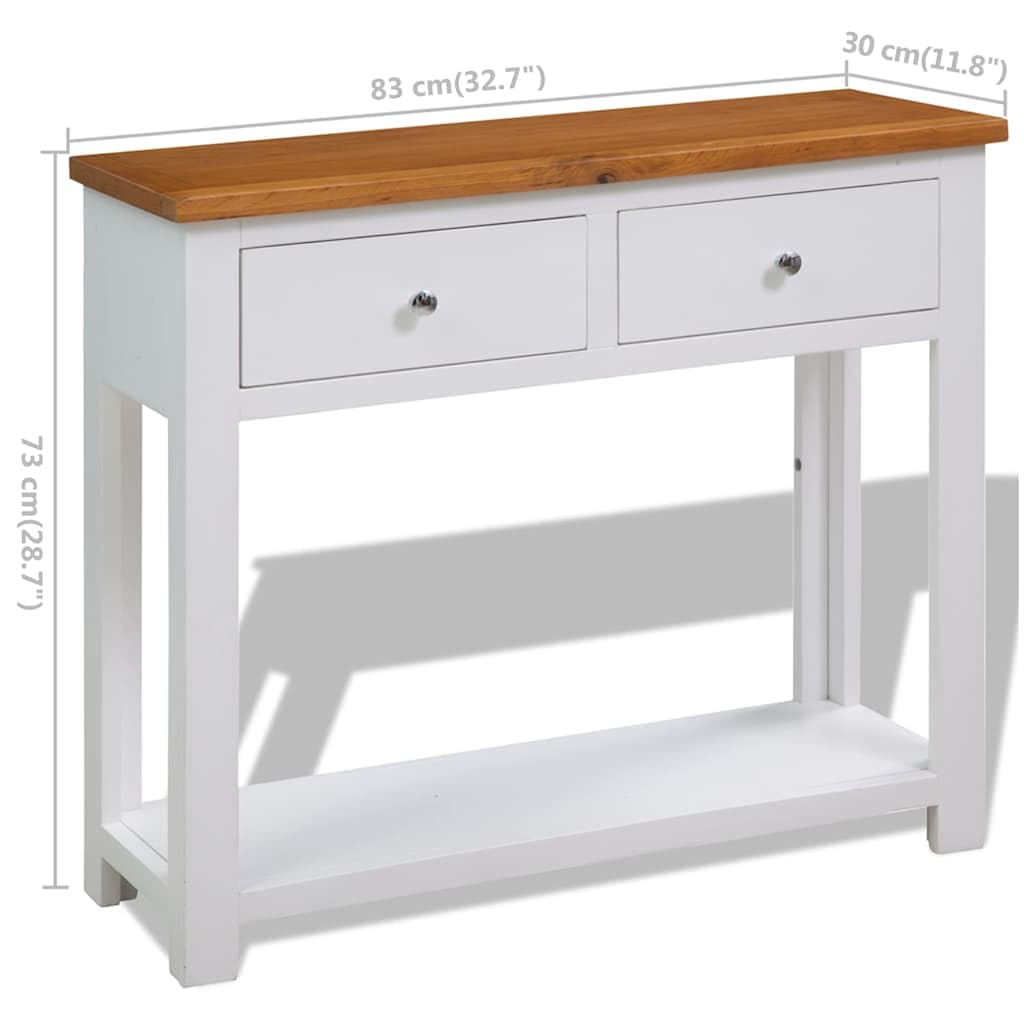 Solid Oak Wood Console Table with 2 Drawers T275911