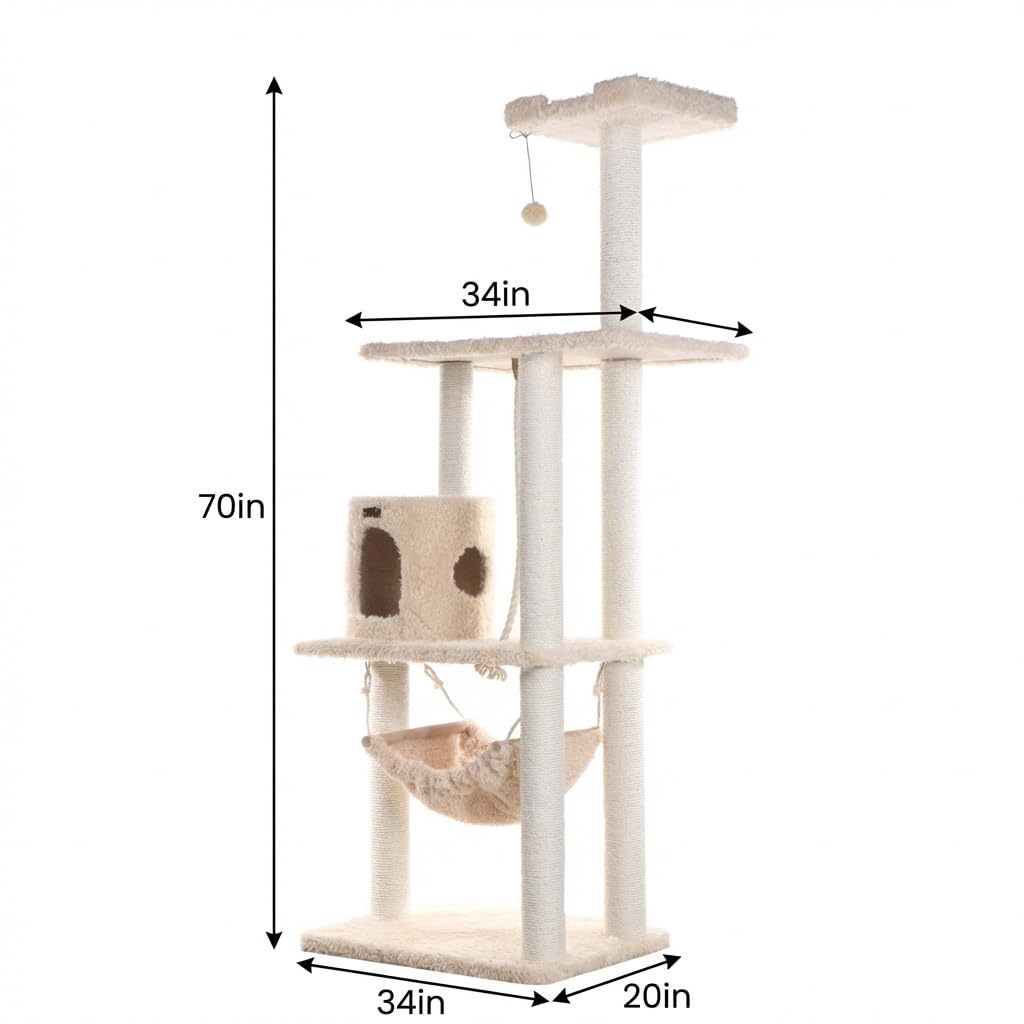 70 Inch Beige Cat Tree Tower Y959898