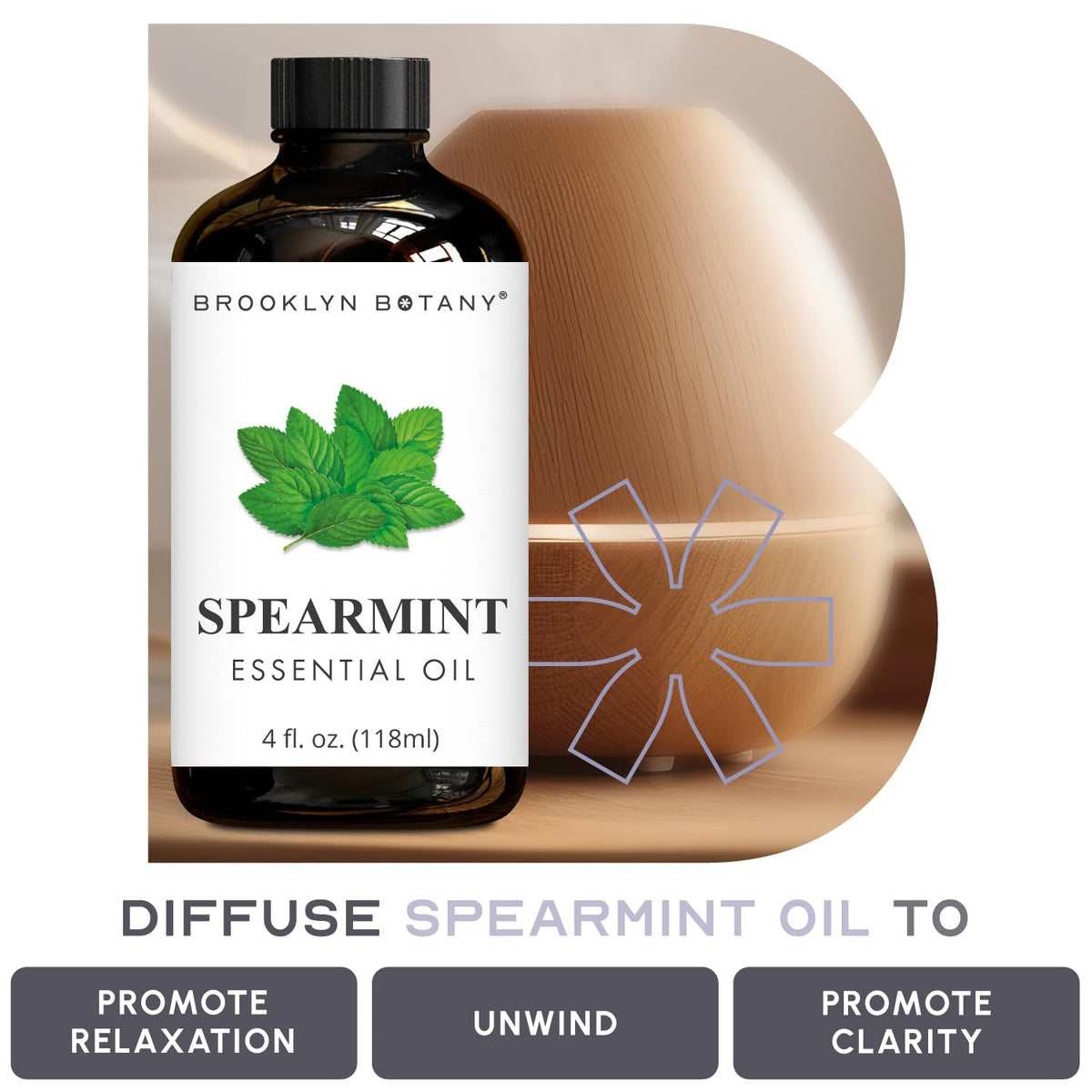 Spearmint & Lavender Essential Oils 4 Fl Oz Pack of 2 A7459