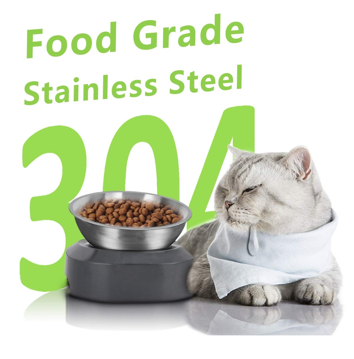 Stainless Steel Raised Cat Food Bowl Y240