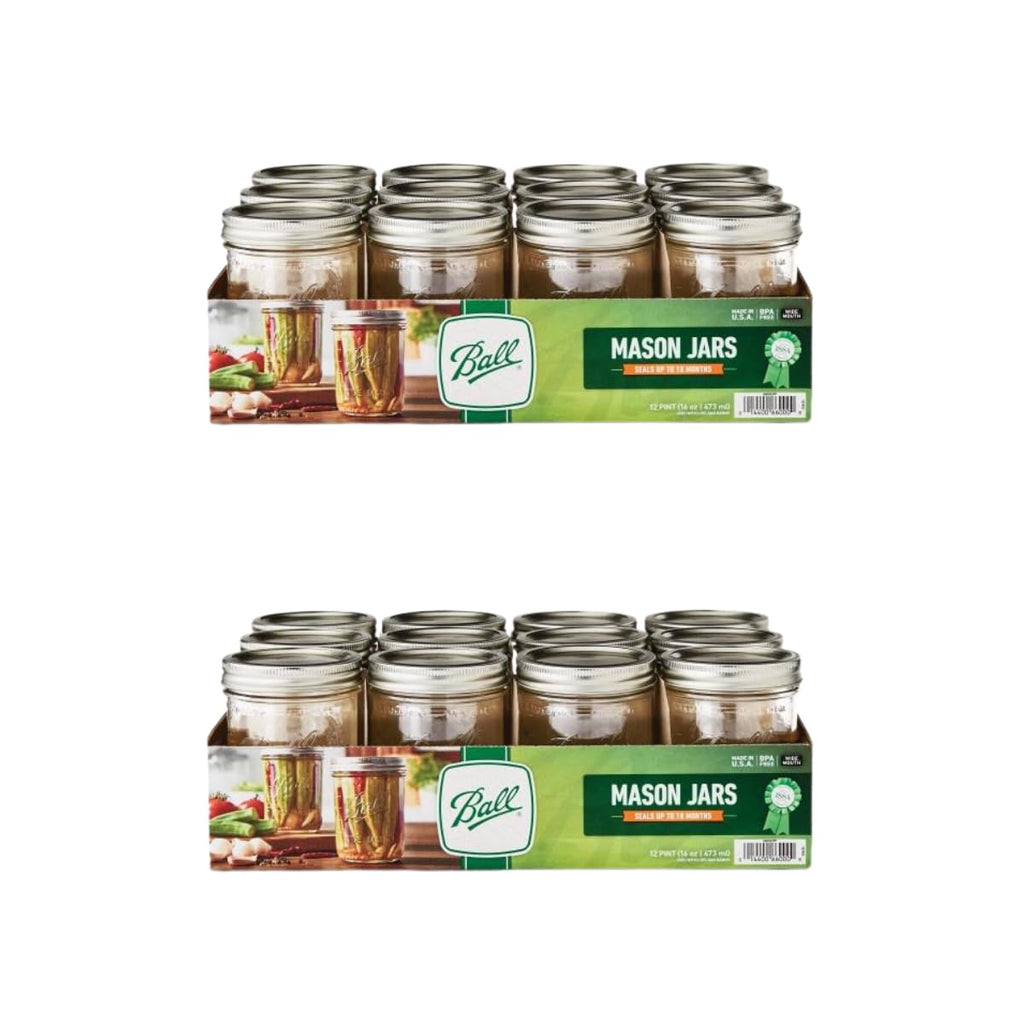 Glass Mason Jar with Lids and Bands, Wide Mouth, 16 OZ (24 Pack) O61941