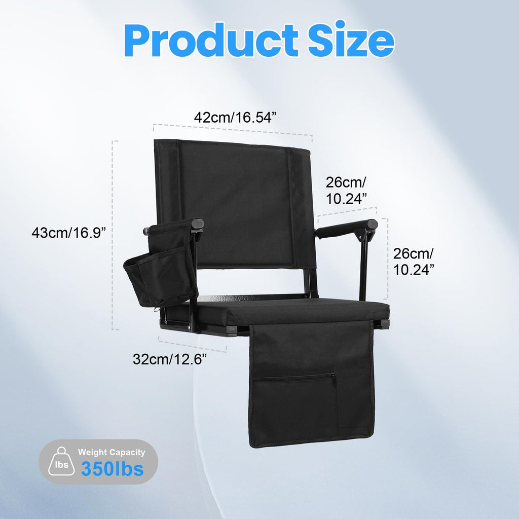 2-Pcs Folding Stadium Seat with Back Support & Cushion D314