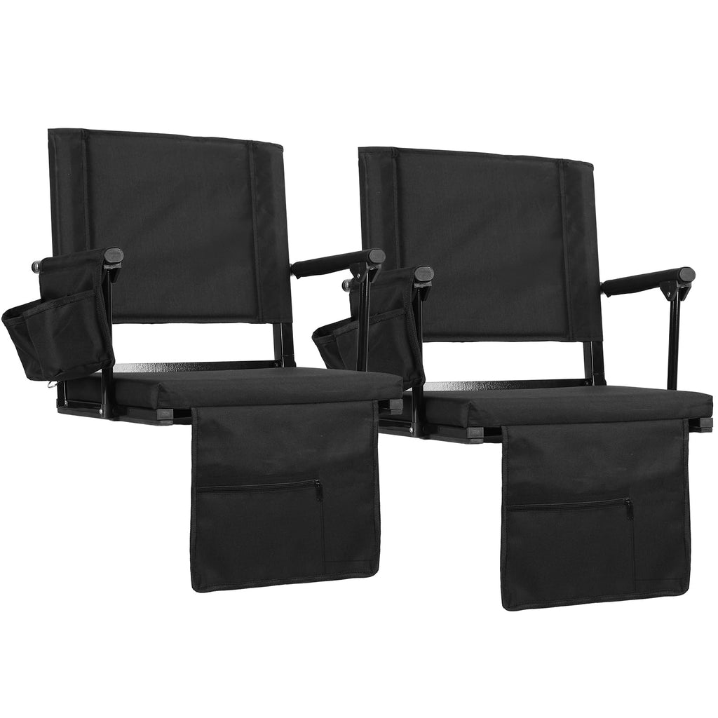 2-Pcs Folding Stadium Seat with Back Support & Cushion D314