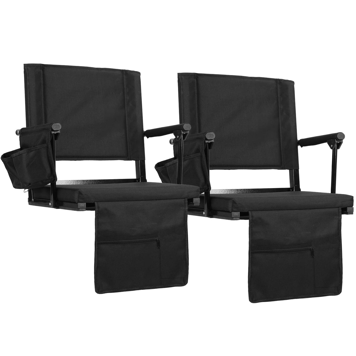 2-Pcs Folding Stadium Seat with Back Support & Cushion D314