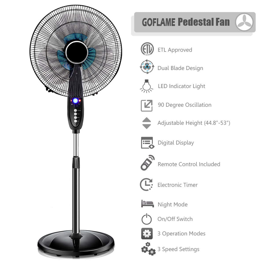 16" Oscillating Pedestal Fan with Remote Control P1490