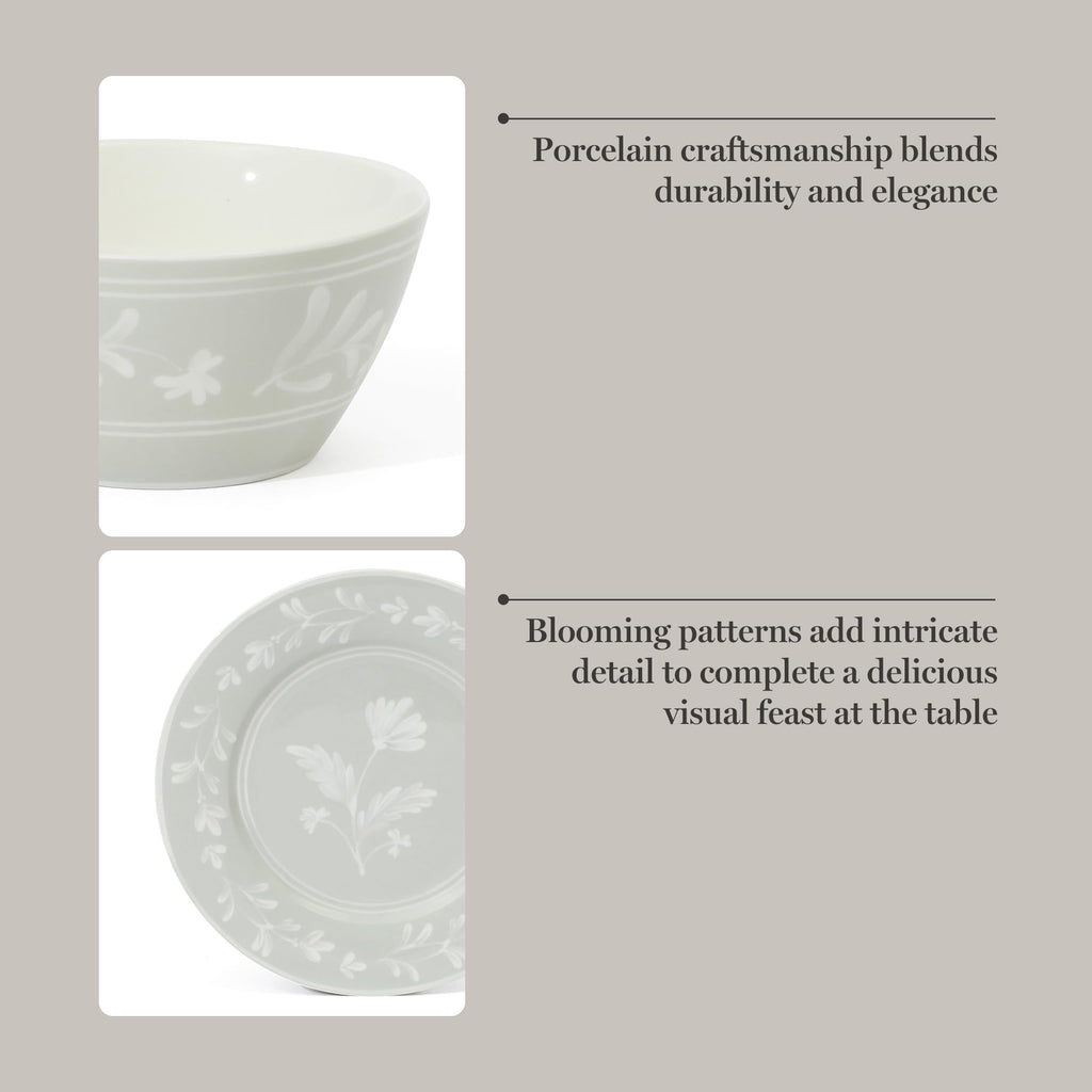 Sage Green 12-Piece Bone China Dinnerware Set P711567