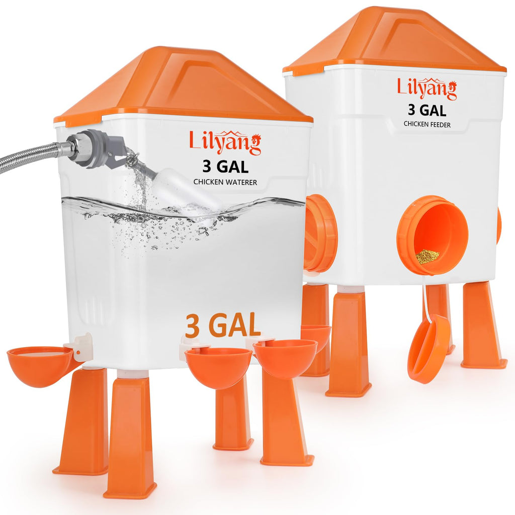 3 Gallon Automatic Chicken Waterer & Feeder Set J2385
