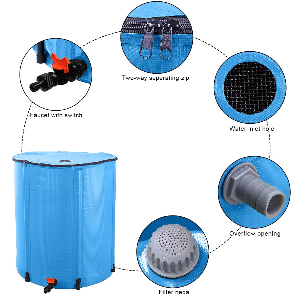 50 Gallon Blue Collapsible Rain Barrel D4964