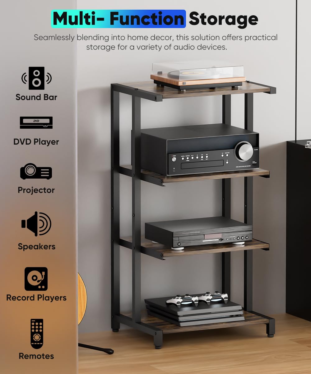 4-Tier Black Wooden Media Stand I9106