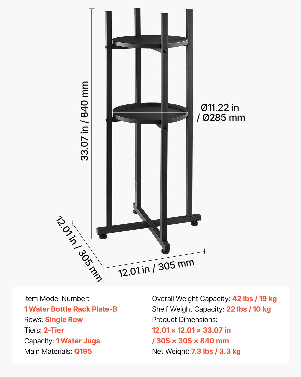 5 Gallon Heavy Duty Water Jug Stand with Storage Shelf V2848