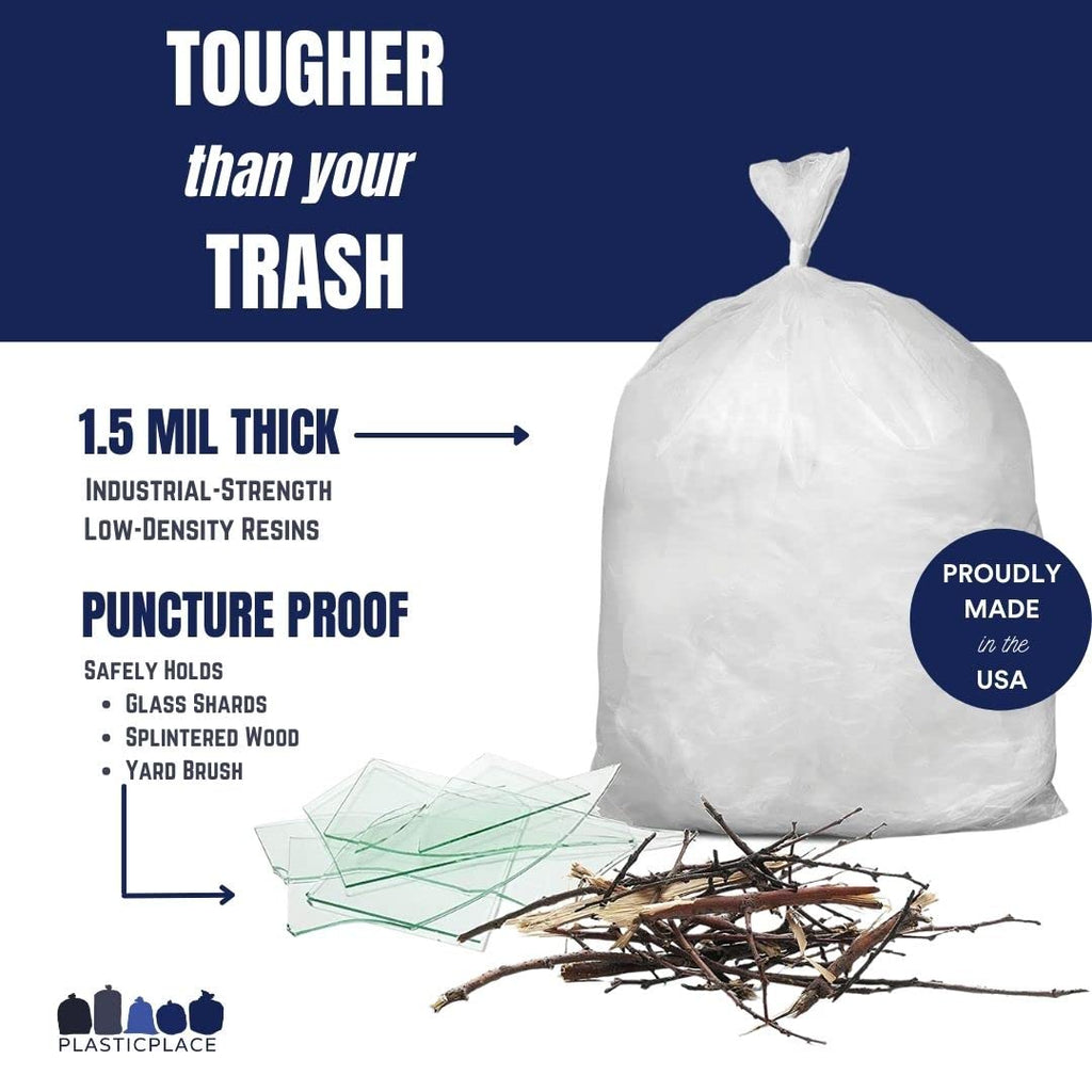 40-45 Gallon Clear 1.5 Mil Trash Bags 100 Count I49942
