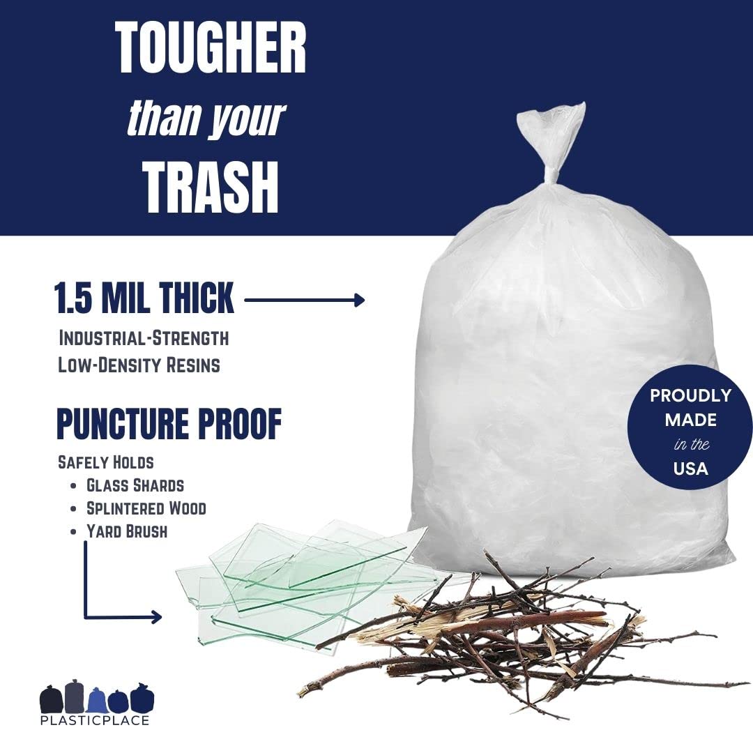 40-45 Gallon Clear 1.5 Mil Trash Bags 100 Count I49942