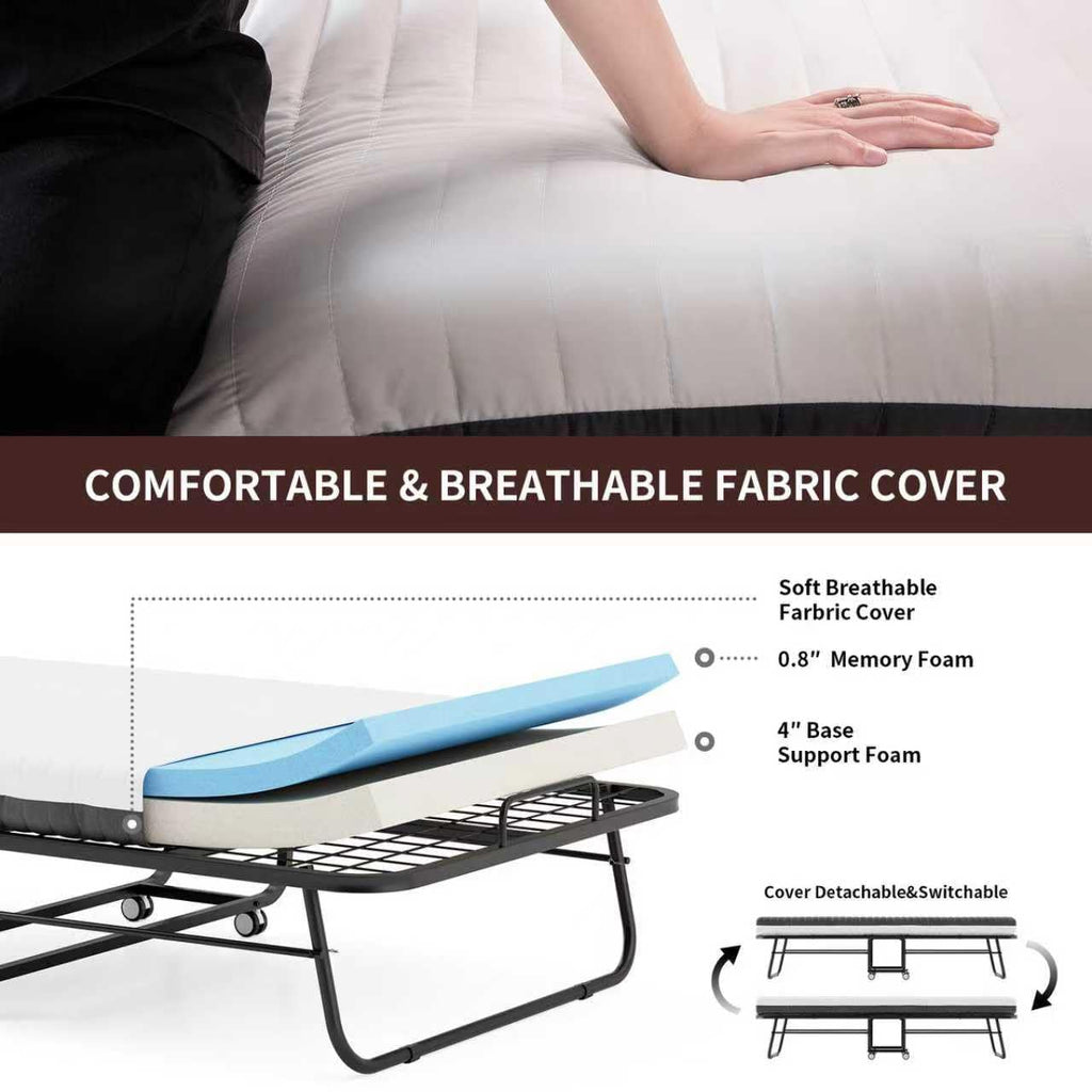 Folding Bed with Memory Foam Mattress M93496