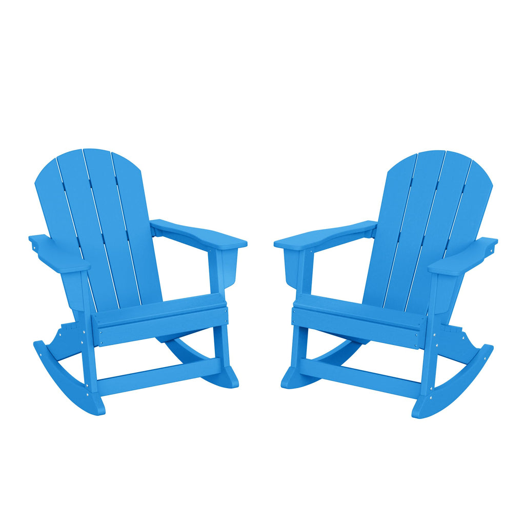HDPE Outdoor Rocking Adirondack Chair Set of 2, Pacific Blue Q736