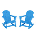 HDPE Outdoor Rocking Adirondack Chair Set of 2, Pacific Blue Q736