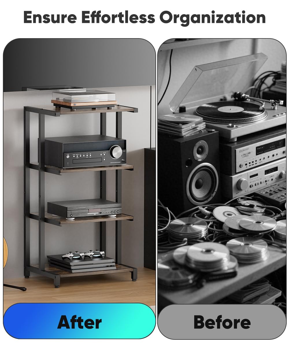 4-Tier Black Wooden Media Stand I9106