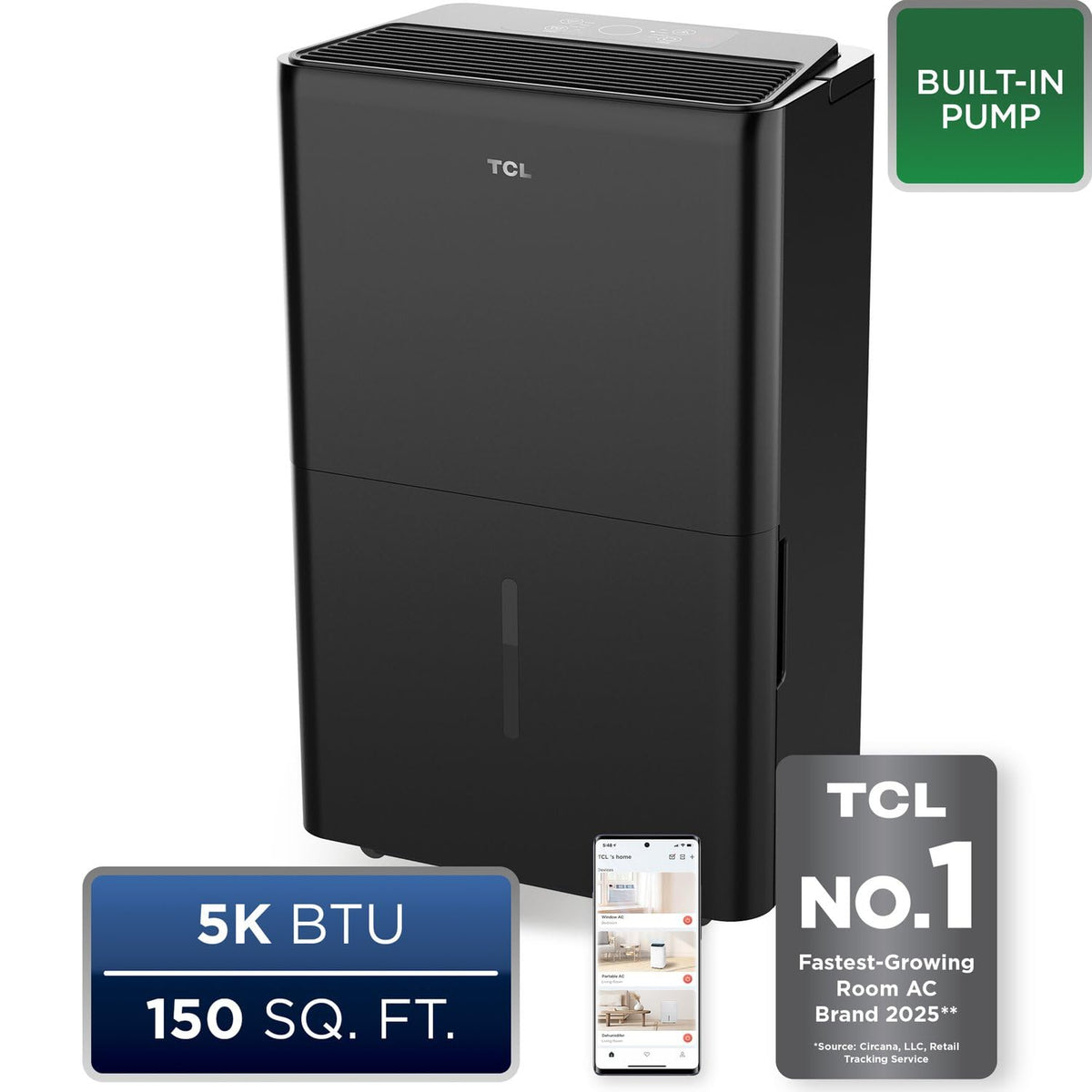 50-Pint Portable Smart Dehumidifier with Pump D373353