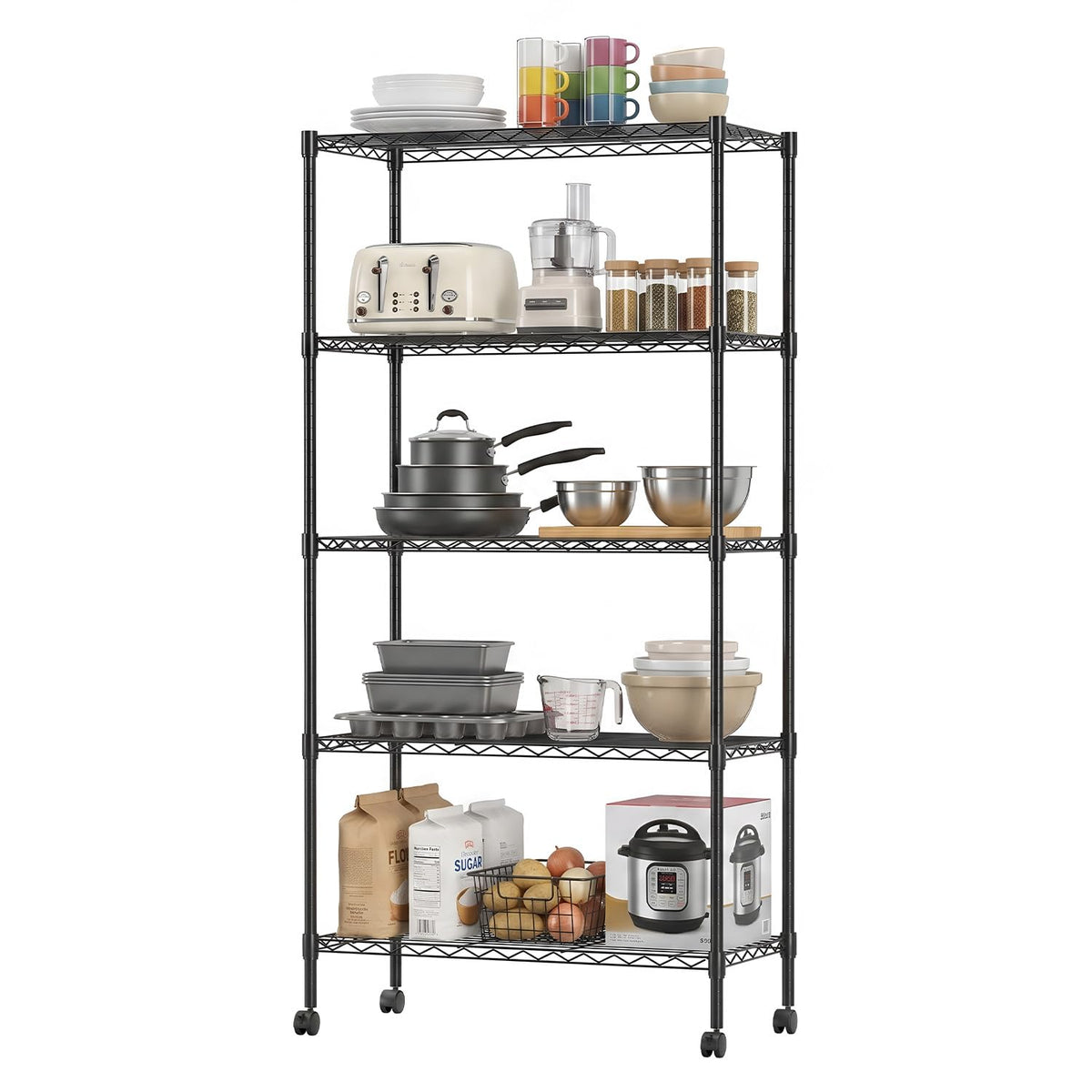 5-Tier Wire Shelf with Wheels L70710