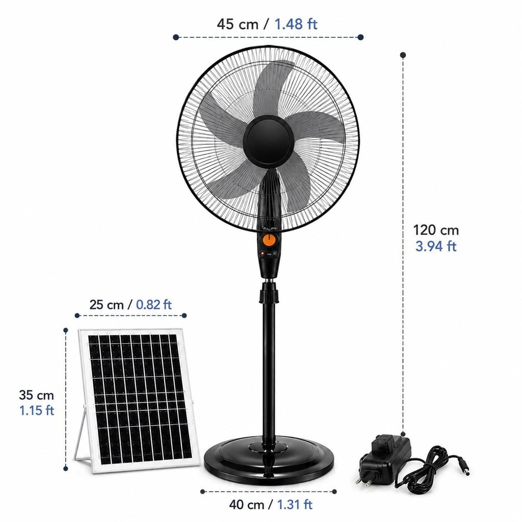 16 Inch Rechargeable Pedestal Fan with Solar Panel S363