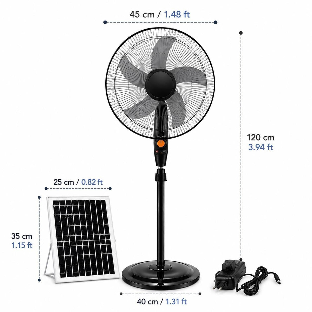 16 Inch Rechargeable Pedestal Fan with Solar Panel S363