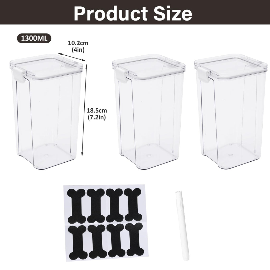 3 Pack Airtight Pet Food Storage Containers with Locking Clips E391423