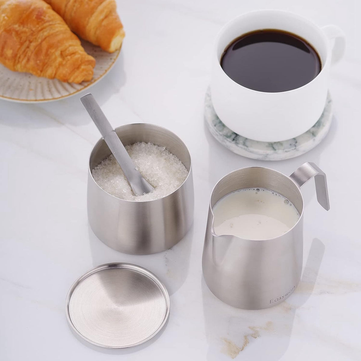 12 oz Stainless Steel French Press and Creamer Set F2908