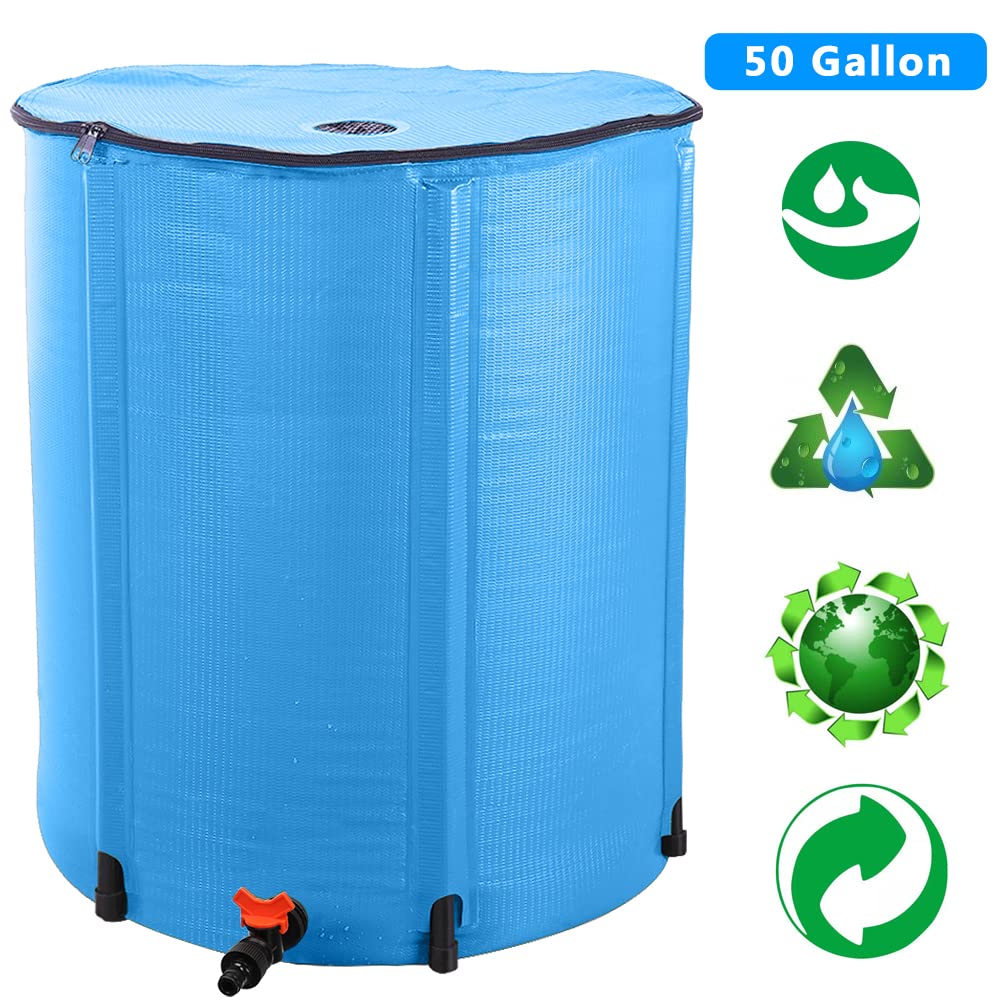 50 Gallon Blue Collapsible Rain Barrel D4964