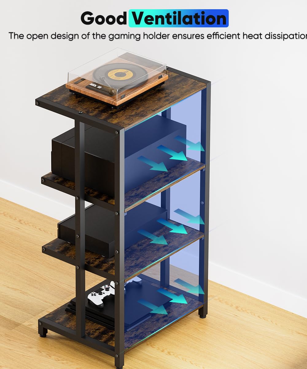 4-Tier Black Wooden Media Stand I9106