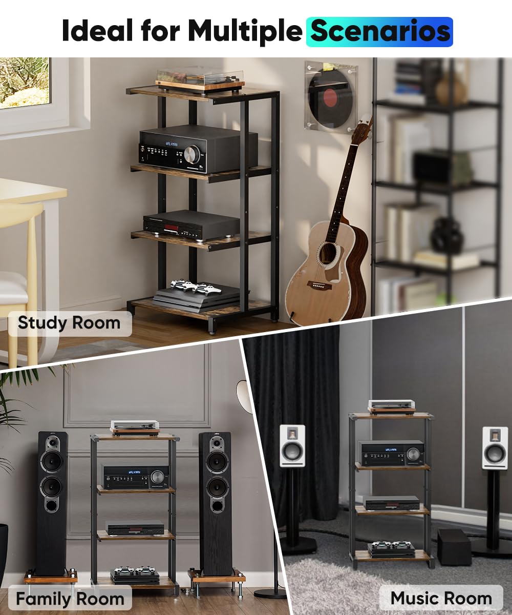 4-Tier Black Wooden Media Stand I9106