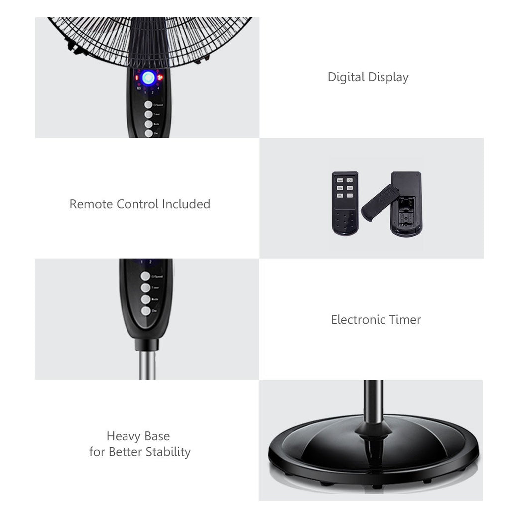 16" Oscillating Pedestal Fan with Remote Control P1490