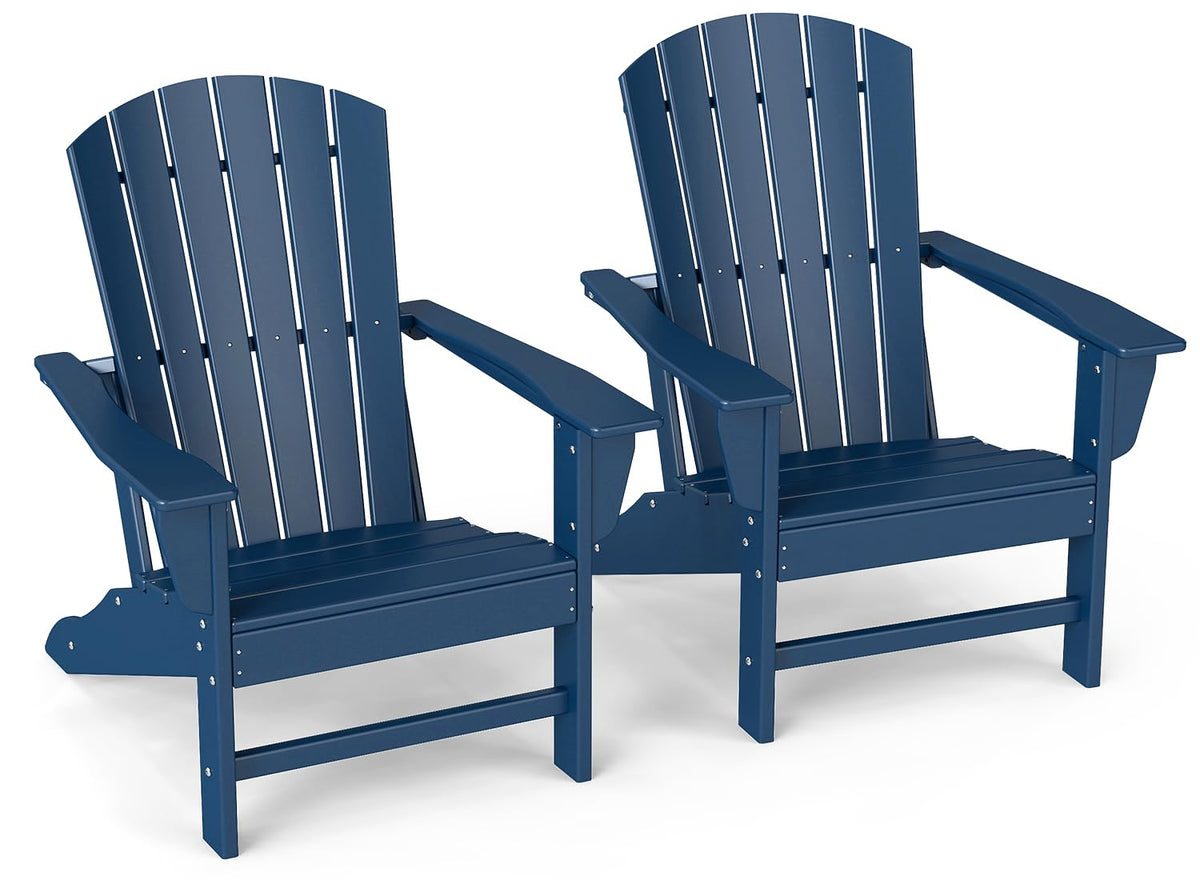 Oversized Adirondack Chairs Set of 2 HDPE All Weather Blue V338520