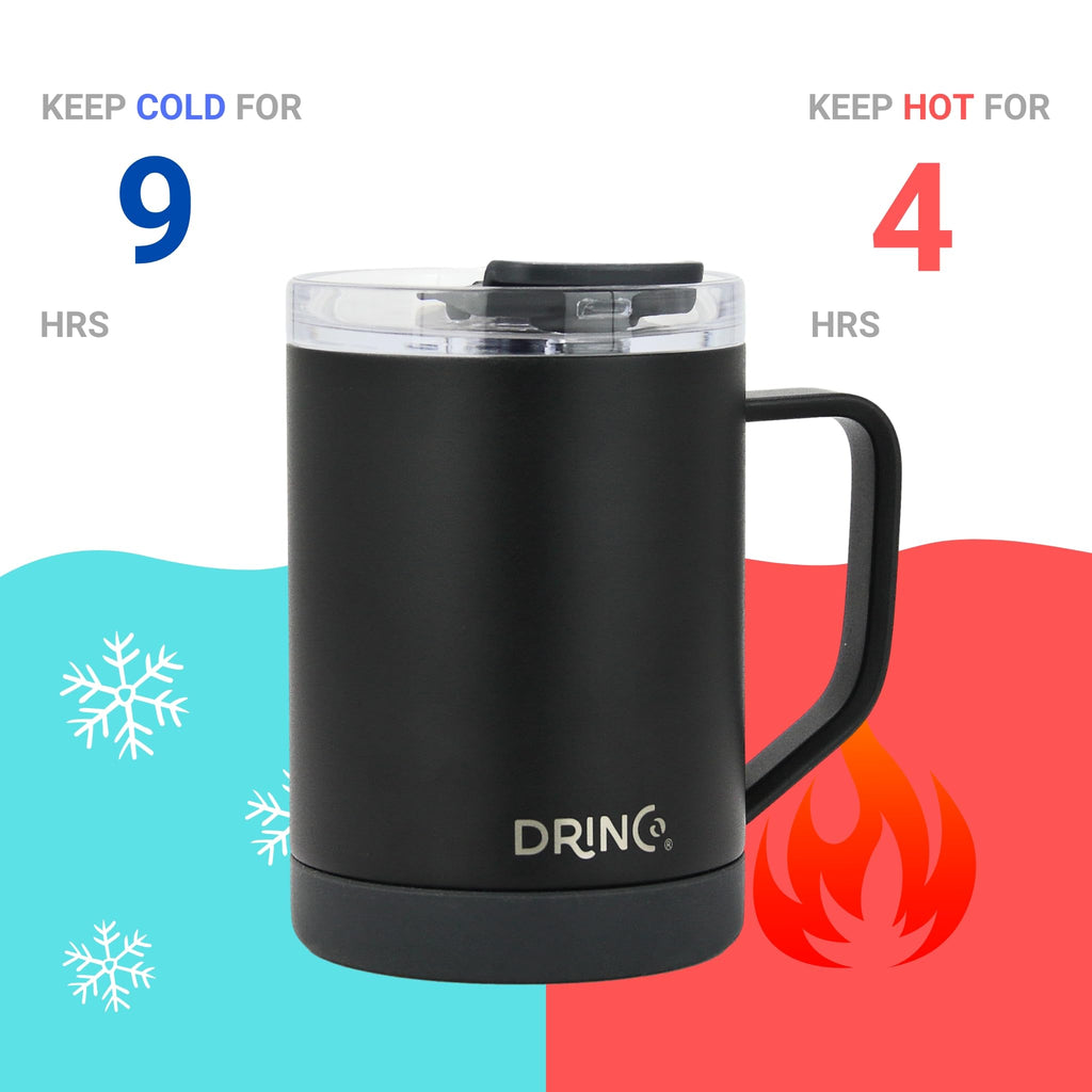 16 oz Black Vacuum Insulated Stainless Steel Travel Mug with Lid A702245