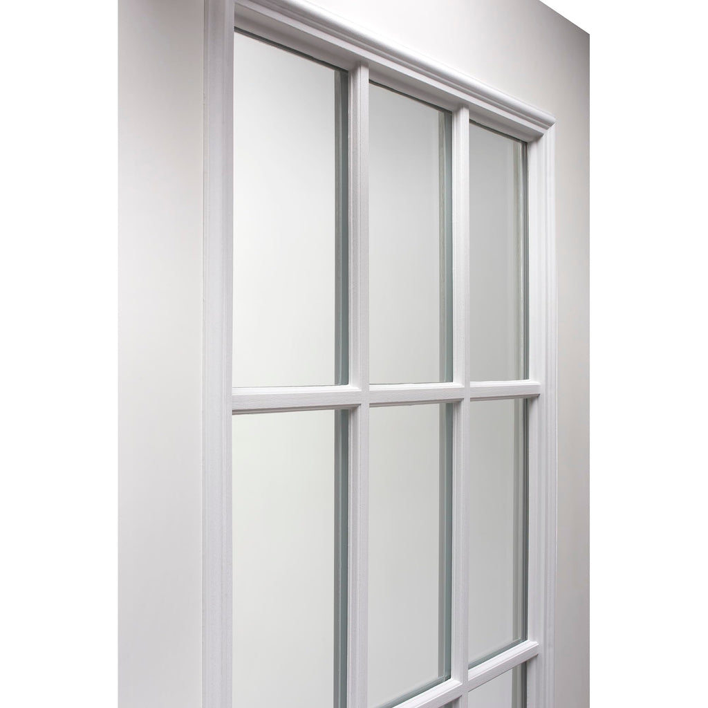 Primed Left Hand Outswing 9 Lite Prehung Front Door with Pet Door R2621