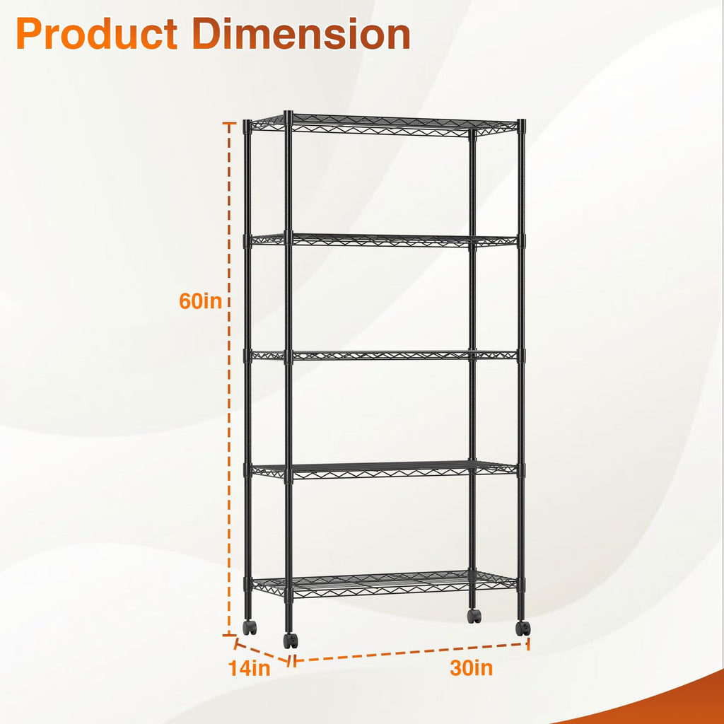5-Tier Wire Shelf with Wheels L70710