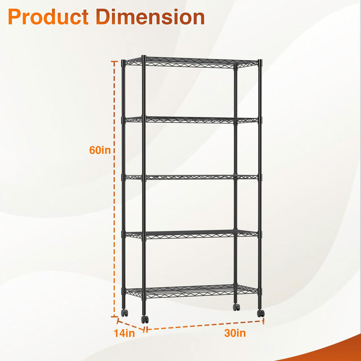 5-Tier Wire Shelf with Wheels L70710