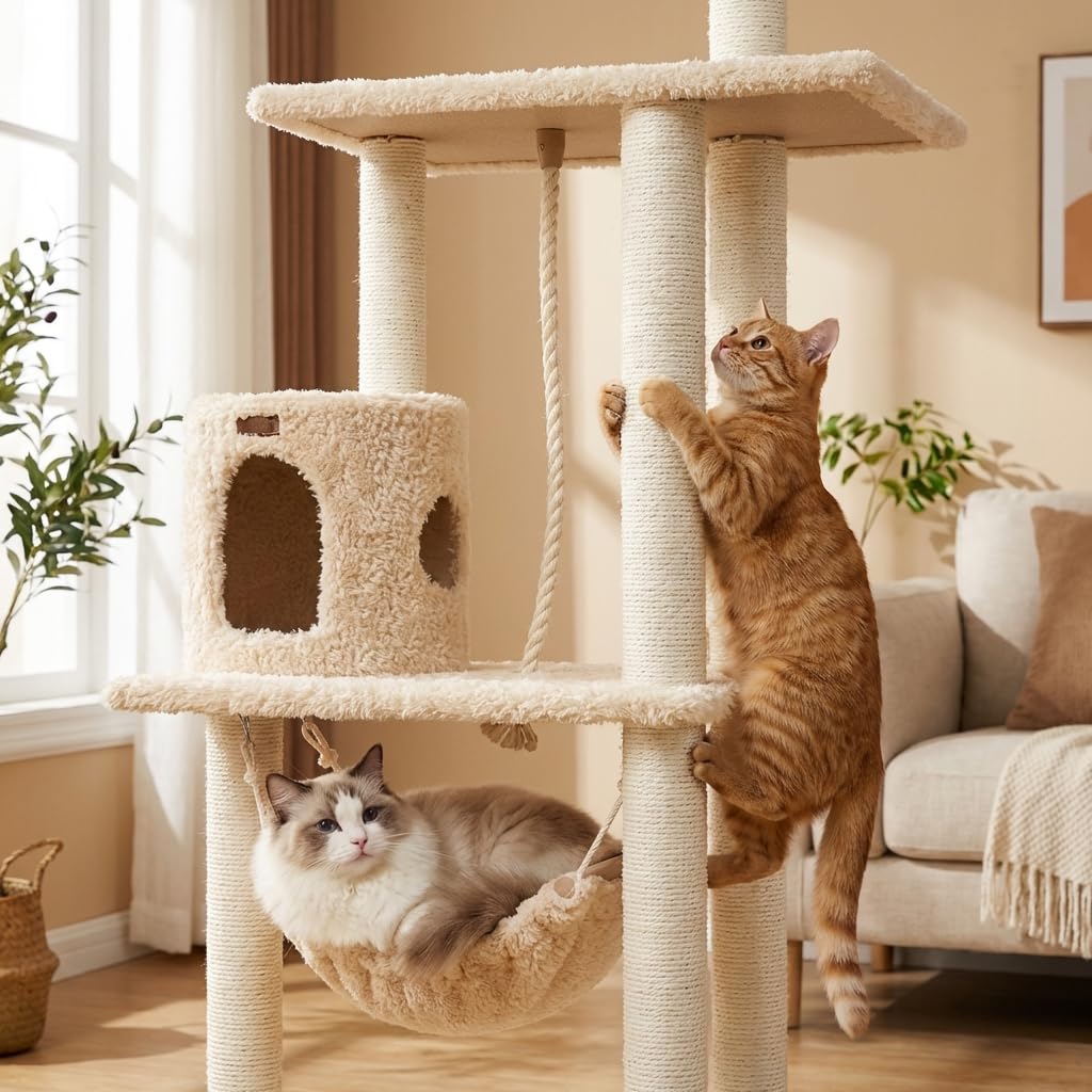 70 Inch Beige Cat Tree Tower Y959898