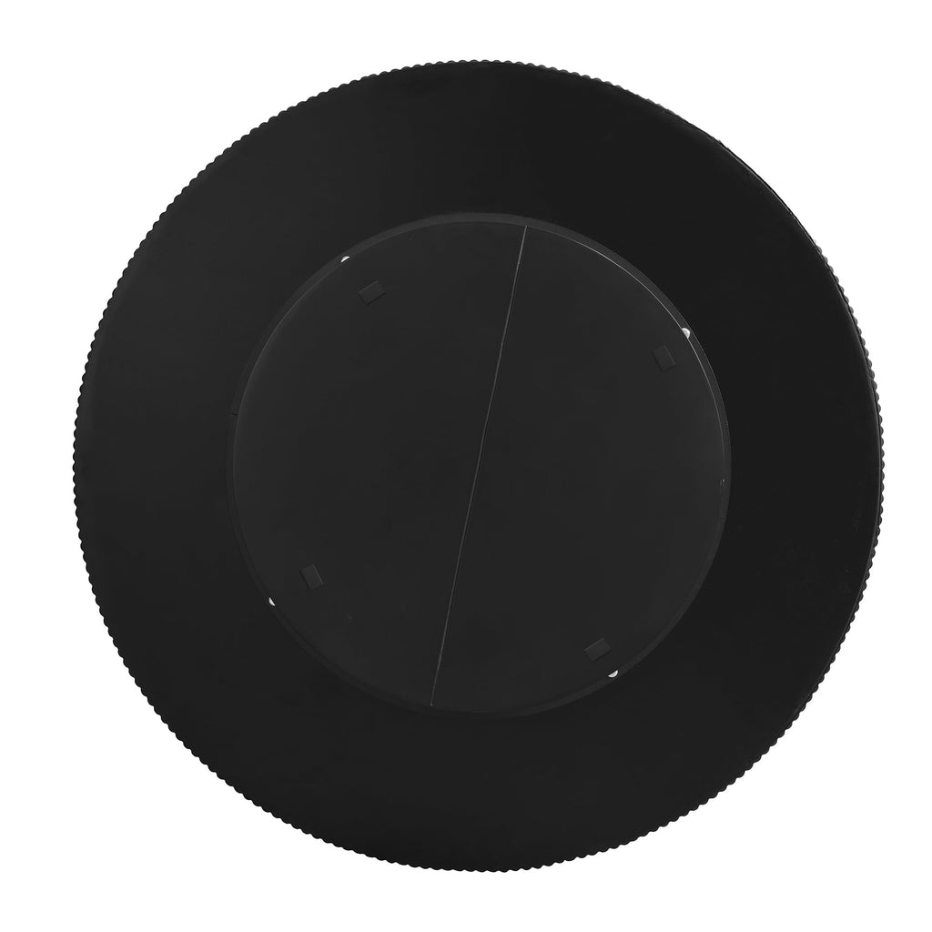 Round Coffee Table, 31.5" Fluted Pedestal Wood Table, Black R1118