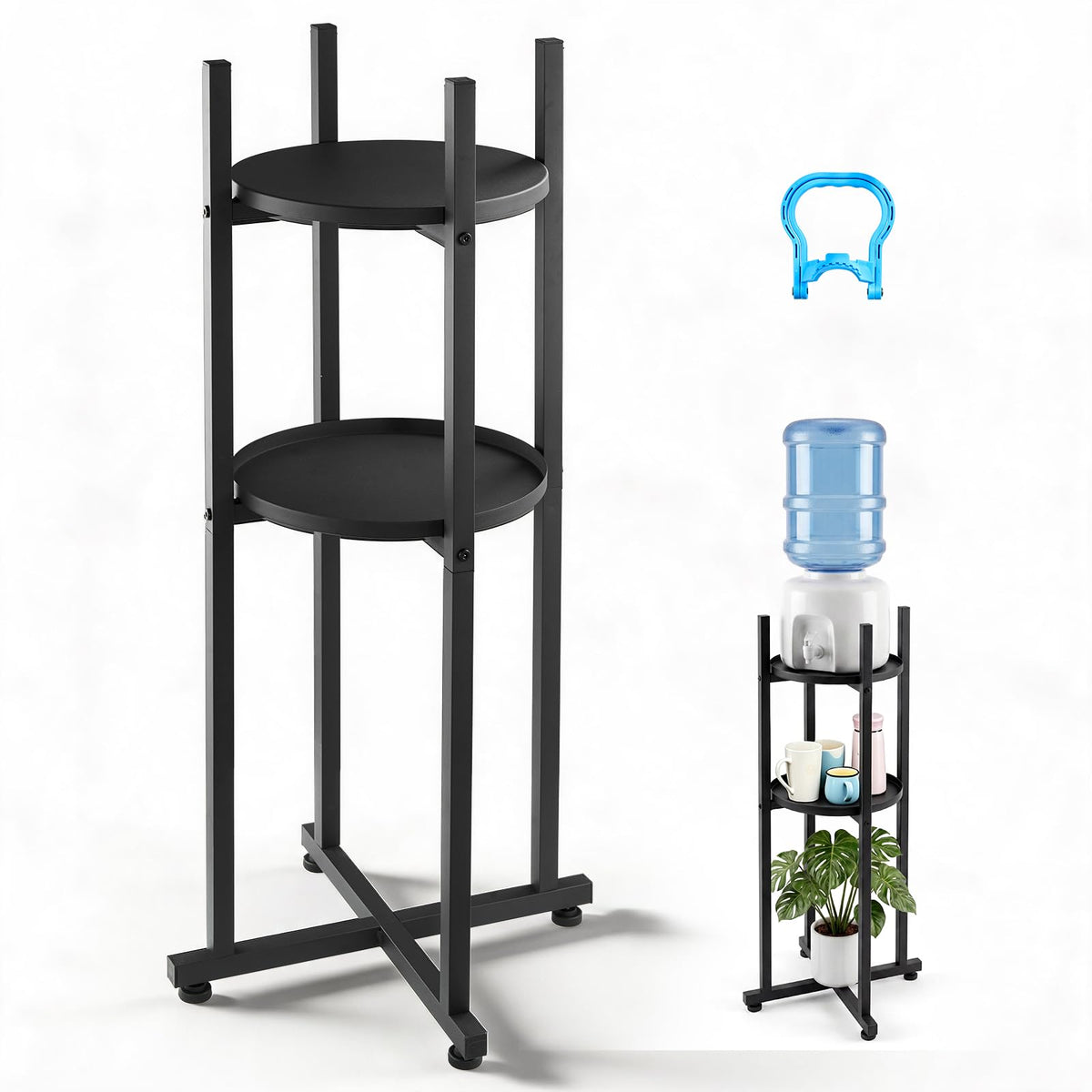 5 Gallon Heavy Duty Water Jug Stand with Storage Shelf V2848