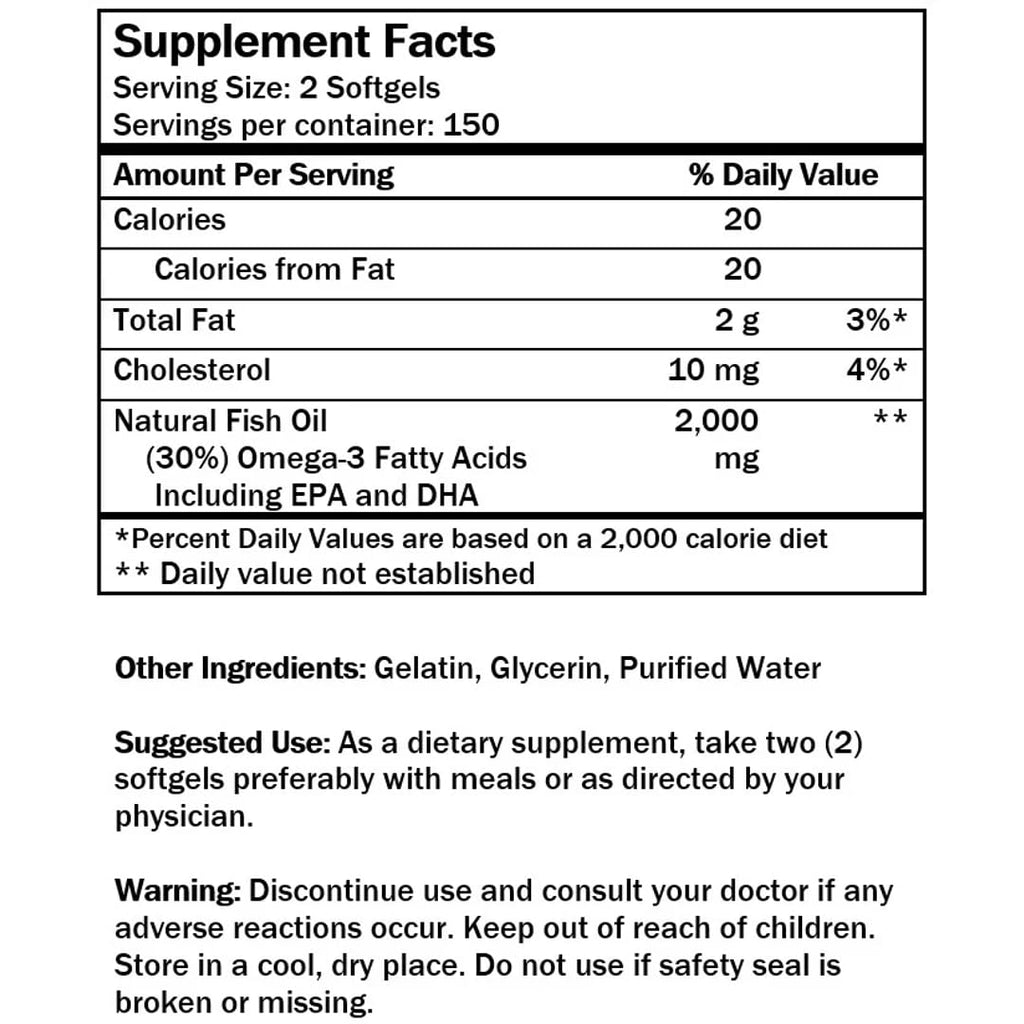 Omega 3 Fish Oil 1000mg 300 Softgels G99452