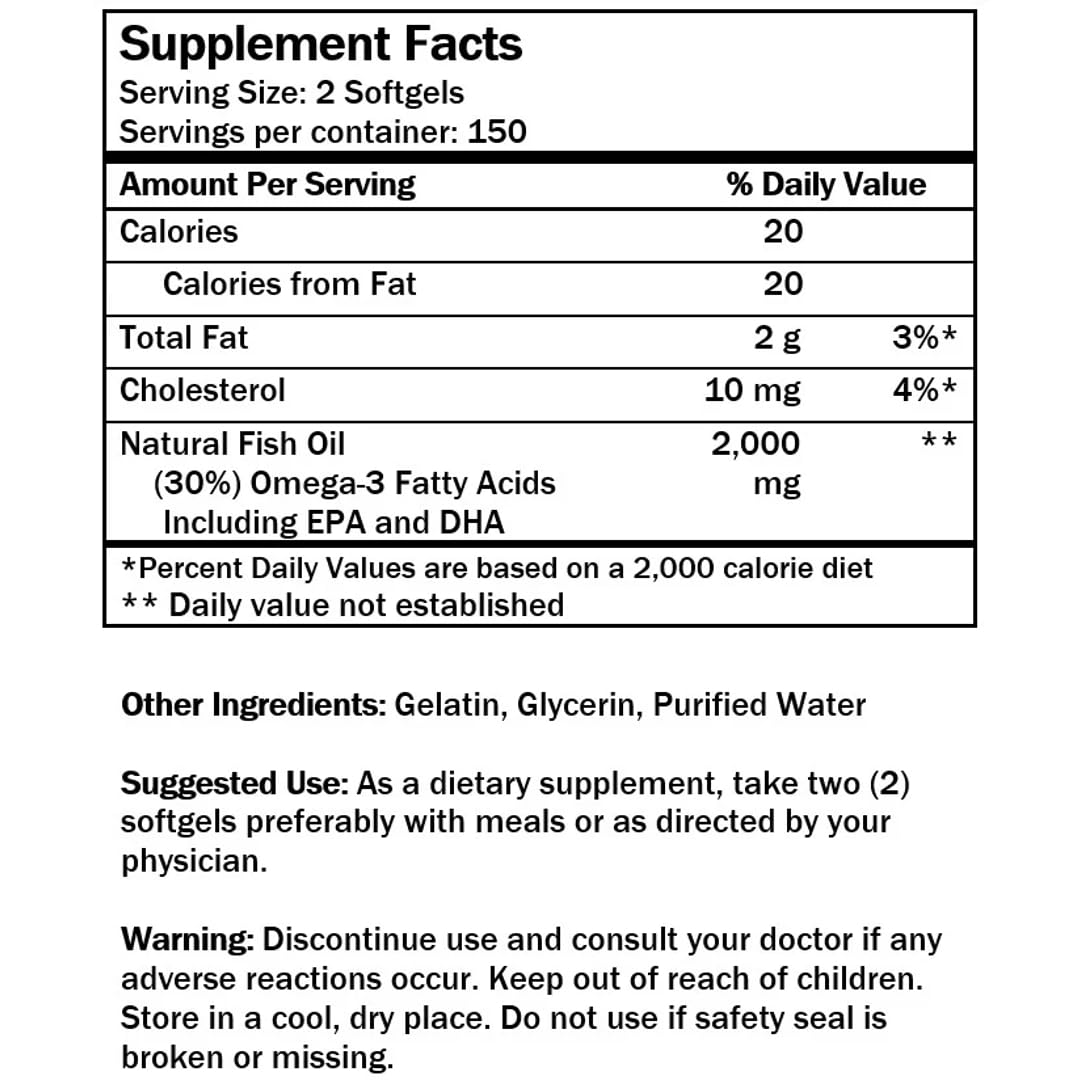 Omega 3 Fish Oil 1000mg 300 Softgels G99452
