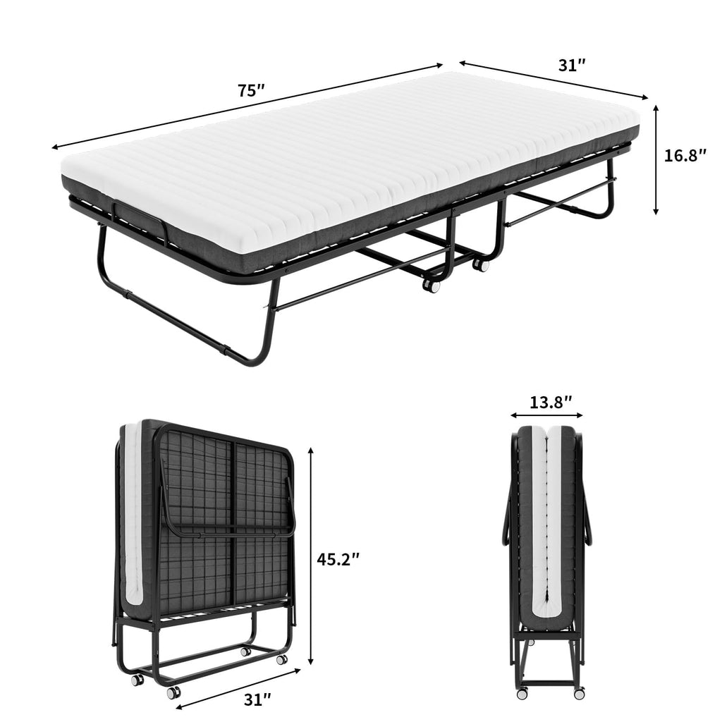 Folding Bed with Memory Foam Mattress M93496