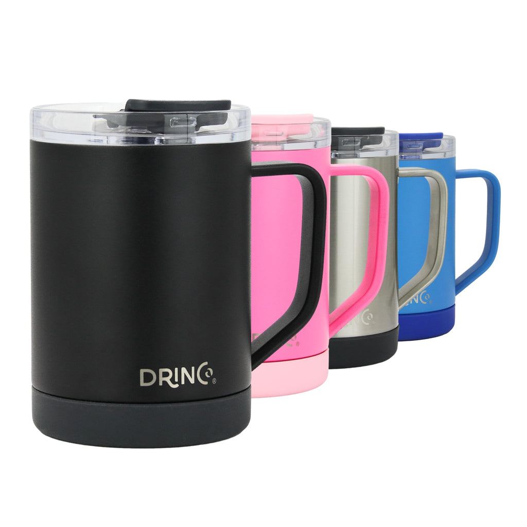16 oz Black Vacuum Insulated Stainless Steel Travel Mug with Lid A702245
