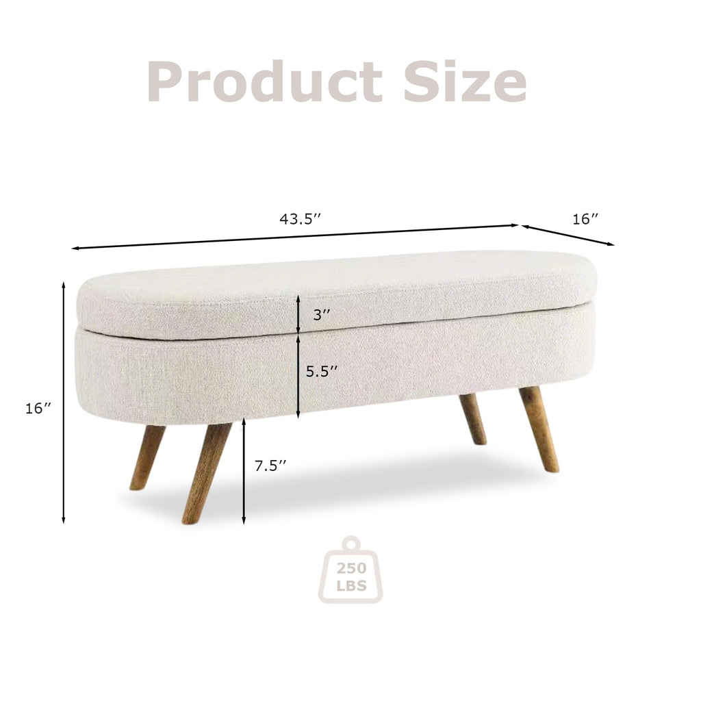 Oval Storage Bench Linen Fabric R61692