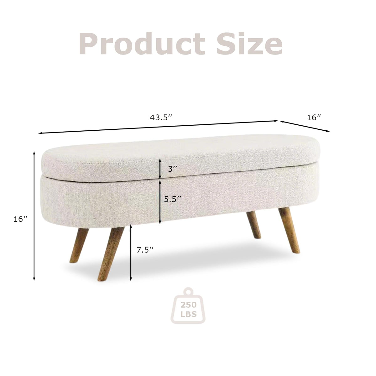 Oval Storage Bench Linen Fabric R61692